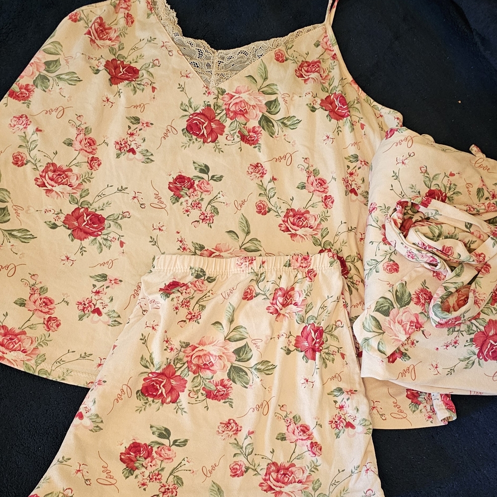 Floral Lace Trim Sleepwear Set